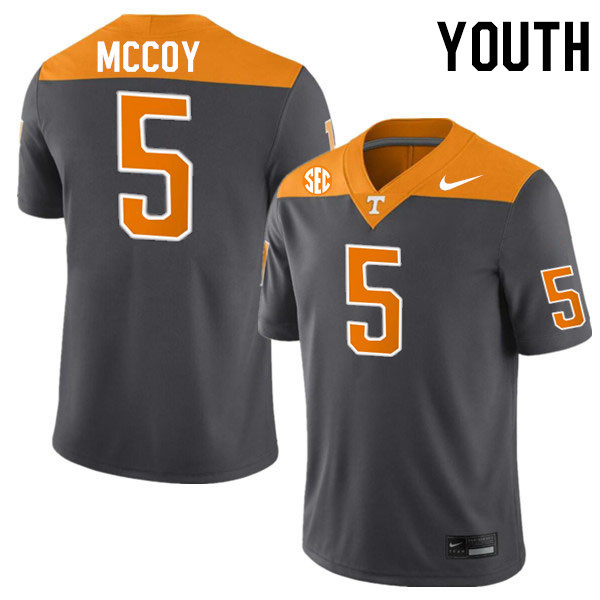 Youth #5 Bru McCoy Tennessee Volunteers College Football Jerseys Stitched-Anthracite